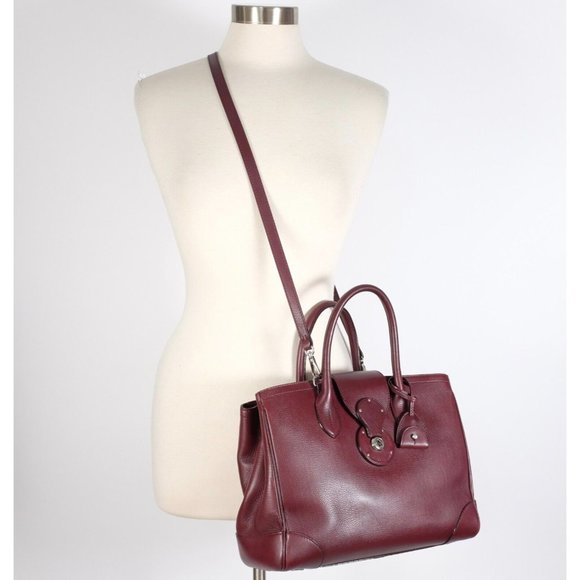 Ralph Lauren Purple Label Collection bag handbag Ricky soft burgundy open top